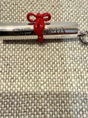 925 Sterling Silver Diploma Scroll Charm with Red Bow